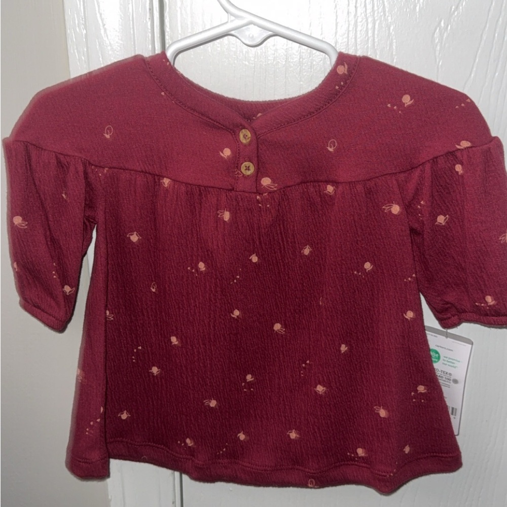 Carter's Burgundy Kids Blouse with Button Accents